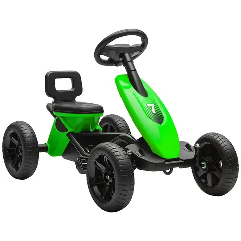 AIYAPLAY Pedal Go Kart for Kids, Children Ride-On Race Car with Silent EVA Tyres, for 2-5 Years Green