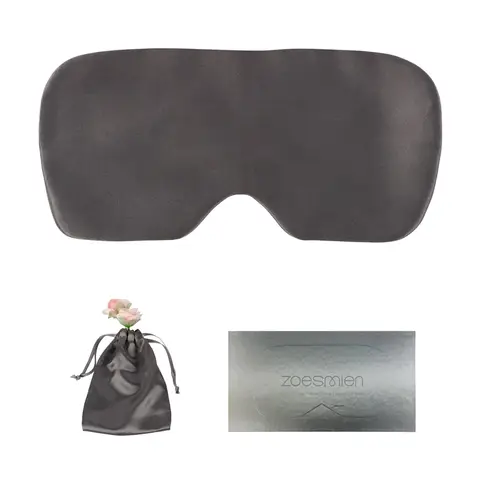 Zoesmien ZSM2320 Sleep Mask, Ultra-Thin Light Blocking Eye Mask, Mulberry Silk and Polyester Fiber Material, Adjustable Elastic Band, Gray, for Home Sleep Use
