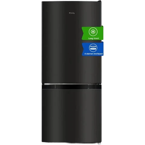 CHIQ 117L bottom freezer refrigerator, 39dB, electronic control, black steel, sorting storage, easy manual defrost, Energy Class E, CBM117L42, 2025