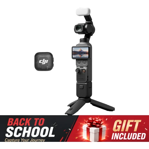 DJI Osmo Pocket 4 Creator Combo, Pocket Gimbal Vlog Camera, 1-Inch CMOS & 4K/240fps, 3-Axis Stabilisation, 2x Lossless Zoom, 14-Stop Dynamic Range, 107GB Built-In Storage, Handle with 1/4-Inch Thread