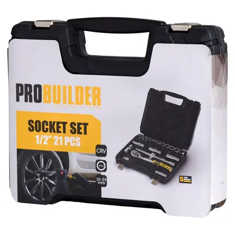 PROBUILDER Steckschlüsselsatz 1/2 Zoll, 21-tlg., Schwarz/Grau
