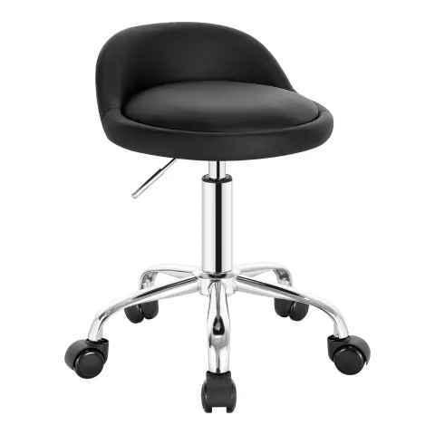 WOLTU Rollhocker mit niedriger Rückenlehne, Bürohocker mit Rollen, Höhenverstellbarer Drehhocker, Arbeitshocker Schwarz für Massagesalon Kunstleder, BS133sz