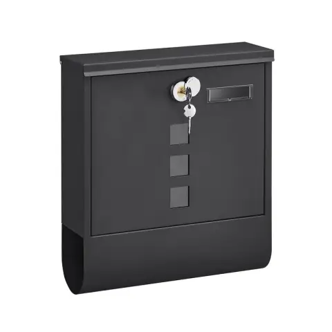 SONGMICS Mail Box, Wall-Mounted Post Box with Lock with Rotating Lid, 30.8x10x33.8cm, Black