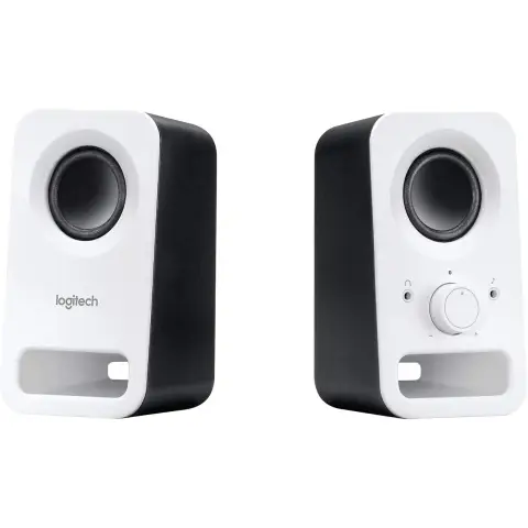 Logitech Z150 PC-Lautsprecher, Stereo-Sound, 2 Lautsprecher, 6 Watt Spitzenleistung, 3,5mm-Eingang, Bedienung am rechten Lautsprecher, Kopfhöreranschluss, EU-Stecker, für PC / TV / Telefon / Tablet - Weiß