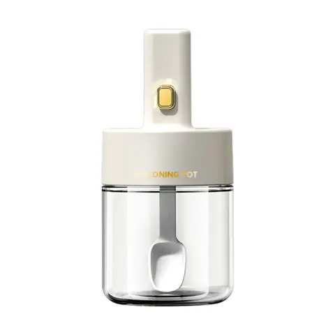 BJ Boîte d'assaisonnement Réservoir d'assaisonnement Bouteille d'assaisonnement en verre Réservoir de sel Glutamate monosodique Réservoir d'assaisonnement scellé Bouteille d'assaisonnement simple blanche