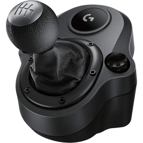 Logitech G Driving Force Schalthebel, 6 Gänge mit H-Schema, Schaltknauf aus Echtleder & Stahl, Integrierte Befestigungsklammern, Kompatibel mit Driving Force Rennlenkrädern G29, G920 & G923 - Schwarz