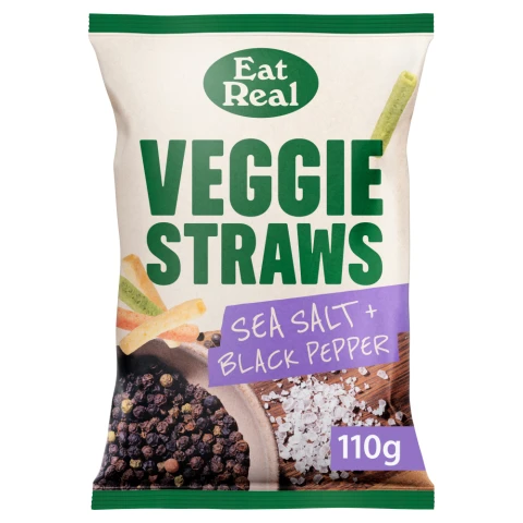 Eat Real - REALEST Sea Salt & Black Pepper Veggie Straws - 10 x 110g