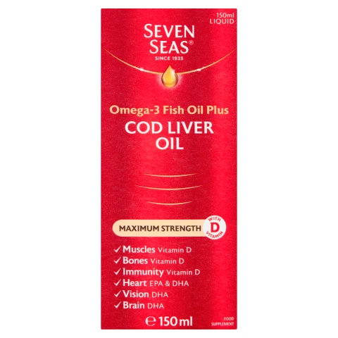 Seven Seas Omega-3 Fish Oil Plus Cod Liver Oil Maximum Strength 150ml