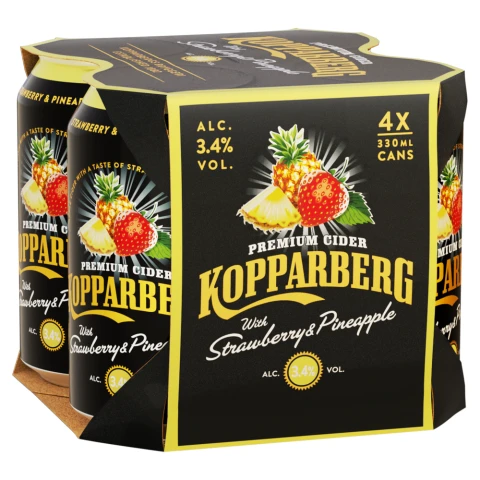 Kopparberg Strawberry & Pineapple - 3.4% 4X330ML