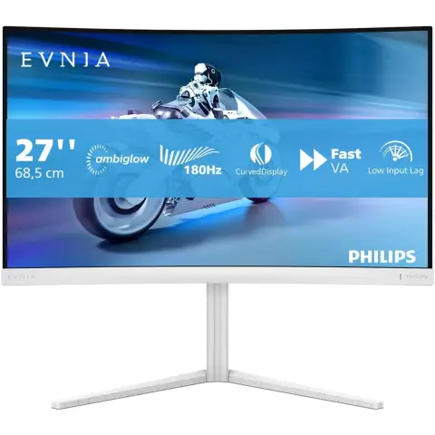 Philips 27M2C5201L 27" Curved Full HD 180Hz 1ms Freesync Ambiglow White Gaming Monitor