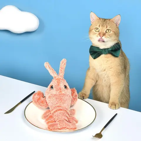 Petgravity Crabby Lobster Interactive Cat Toy, USB-C Charging, Long-Plush