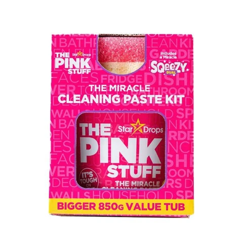 The Pink Stuff Miracle Cleaning Paste Kit (850g Paste + Dual-Sided Sponge)
