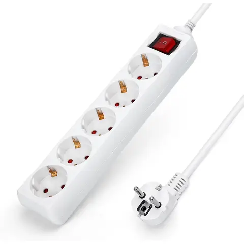 Aigostar 20FHZ Power Strip 5-Weg 3 Meter MAX.3680W 5-weg 3 Meter