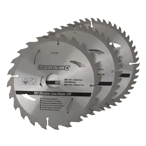 Silverline TCT Circular Saw Blades 24, 40, 48T 3pk