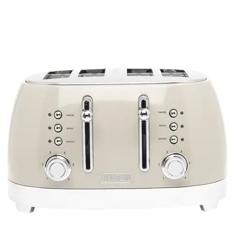 Haden Bristol Retro 4 Slice Toaster, Coated Stainless Steel, Putty Beige - 205391