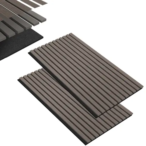 LZQ Zelfklevende akoestische panelen in houtlook (120 x 60 cm, set van 2) – Akoestische wandpanelen met houtnerf voor woonkamers en kantoren Walnoot