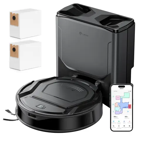 Lefant M210 Plus M215 Scooter Robot Vacuum Cleaner with Wiping Function, 6000 Pa, Avoid Obstacles, Precise Laser Mapping & Navigation, No-Go Zone,  2.4G/5G, 75-Day Auto Dust Collection,  Suitable for Pet Hair/Carpets/Hard Floors