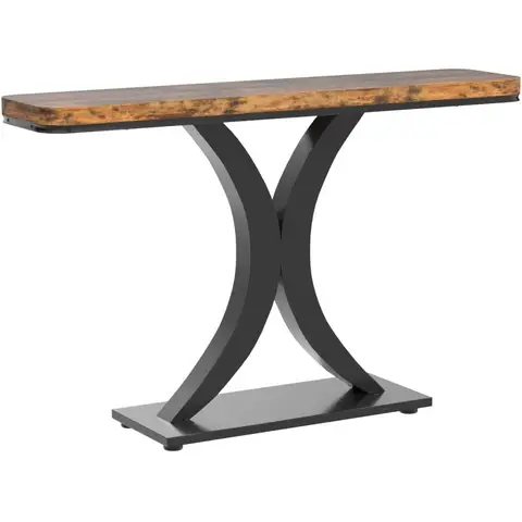 Tribesigns Console Table, Industrial Hallway Table for Entrance Area, 100 cm Entrance Tables, Narrow Sofa Table, Side Table for Living Room, Rustic Brown