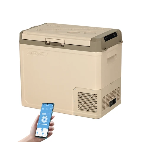 Alpicool GE-Serie Auto Kühlbox, 50L Kompressor, tragbarer Camping-Kühlschrank, 12/24V DC, für Auto, LKW, Reisen, Lebensmittel & Getränke