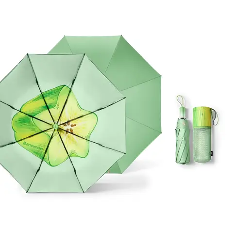 Beneunder BM397, Three-Fold Enhanced Black Coating Protection Umbrella Outdoor Windproof Waterproof, Light Green Peach, Couple Gift Perfect Gift