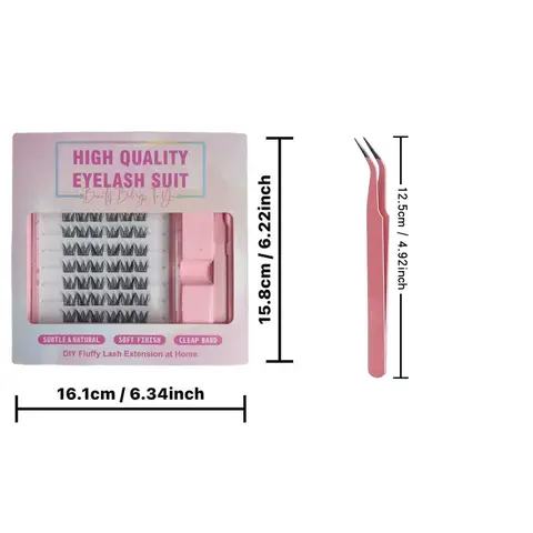 MeoMagic 10rows-120pcs Lash Extension Kit with Tweezers&Glue-F16