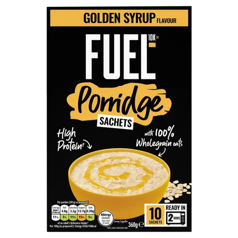 Fuel 10K Porridge Sachets Golden Syrup 10 x 36g
