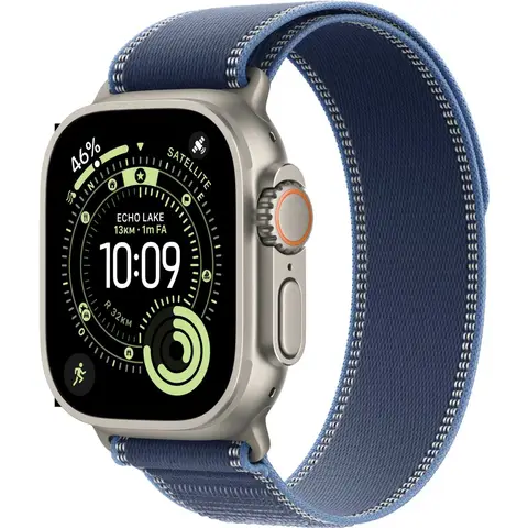 Apple Watch Ultra 3 GPS + mobiel netwerk - 49 mm - natuurlijk titanium - Trail Loop - blauw/hoofdbluw - M/L