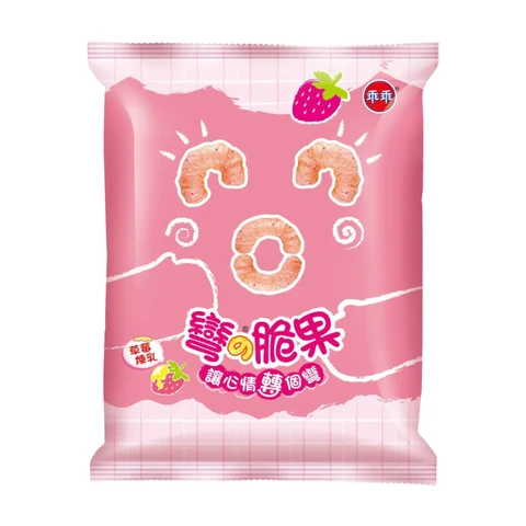 Kuai Kuai Corn Snack Strawberry Condensed Milk Flavour ，with sweeteners 52g