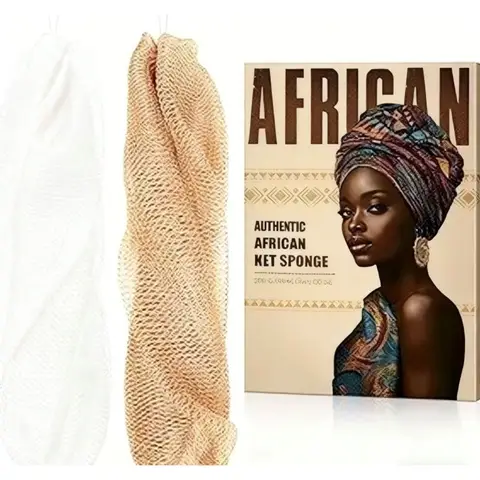 personal care-african net sponge kit-90g-brown+white-with string