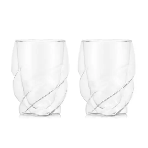 "BODUM PAVINA PARIS Verres à double paroi pack de 2 Transparent Blanc - Tasses 270ml - Tasse thermique lavable au lave-vaisselle - Verre borosilicaté soufflé à la bouche"