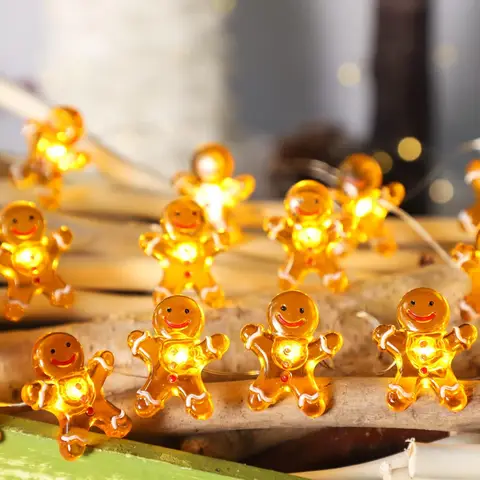 Weihnachts-Lichterkette batteriebetrieben, Lebkuchen-Feenlichter Weihnachtsdeko-Lichter für Weihnachten, Feiertage, Kinder, Schlafzimmer