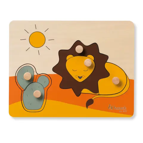 Hauck Wooden Baby Puzzle (1 Year+) - Lion - Puzzle N Sort