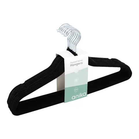 Anika Velvet Flocked Hangers, Set Of 10