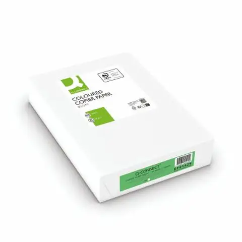 Q-Connect Bright Green Coloured A4 Copier Paper 80gsm Ream (Pack of 500)