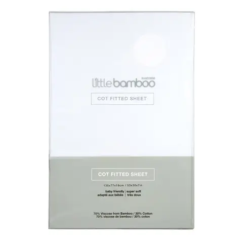 Little Bamboo Cotbed Fitted Sheet Natural White