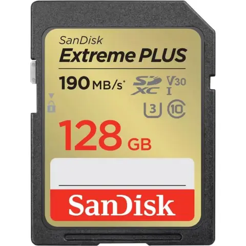 SANDISK - Extreme Plus 128 GB SDHC-Speicherkarte 190 MB/s, 90 MB/s, UHS-I Klasse