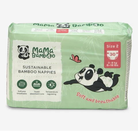 Mama Bamboo Nappies Size 2 - 30 Per Pack