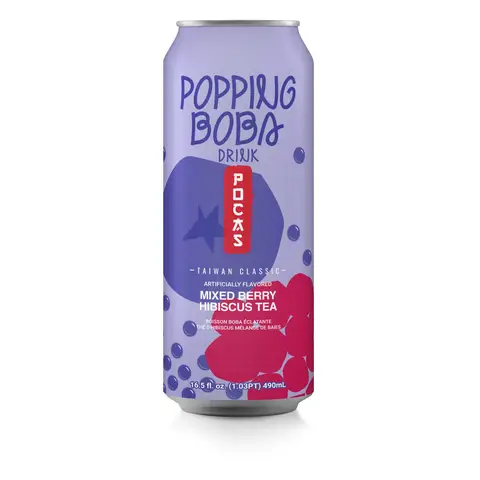 POCAS POPPING BOBA MIXED BERRY HIBISCUS TEA DRINK 490ml