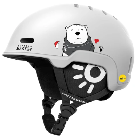Casque de Ski Enfant OutdoorMaster Reindeer MIPS pour Garçons et Filles - Blanc XS