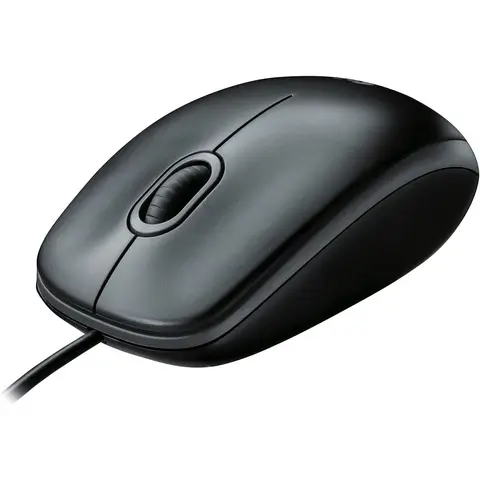 Logitech B100 Kabelgebundene Maus, USB-Anschluss, 800 DPI Optischer Sensor, 3 Tasten, Beidhändig, PC/Mac - Schwarz