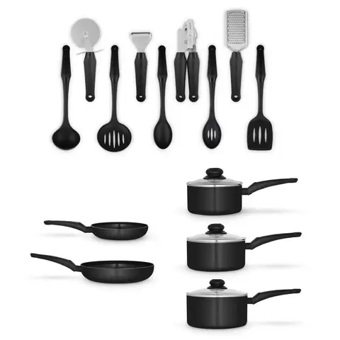 Swan 14 Piece Pan and Tool Set, Black