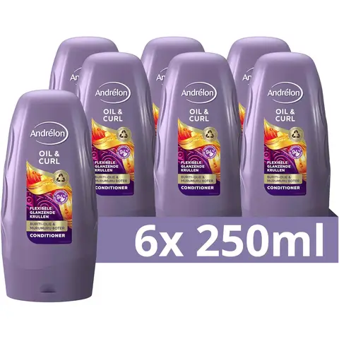 Andrélon Conditioner - Oil & Care - verrijkt met argan- en marula-olie - 6 x 250 ml - Voordeelverpakking