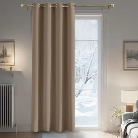 PONY DANCE Blackout Curtain with Eyelet, 1 Panel W140 x L240cm(W55 x L94inch), Cappuccino