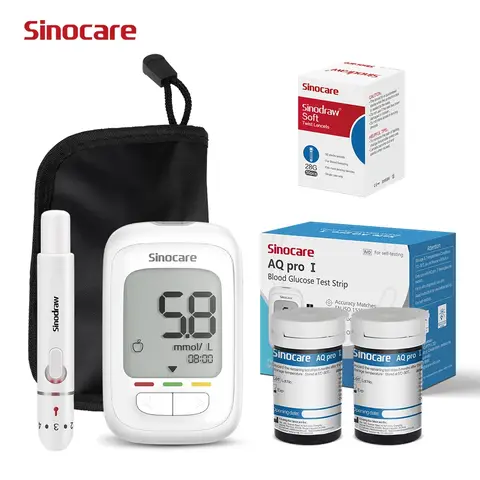 Sinocare Safe AQ Pro I Blood Glucose Bottled Test Strips 50 Strips per Set Transparent mmol Version