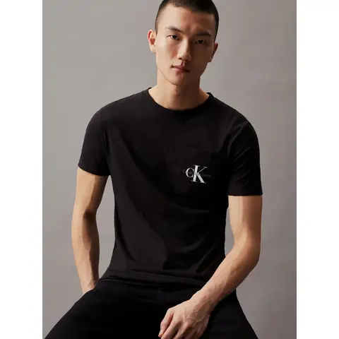 Calvin Klein CORE Monologo Pocket Slim-fit T-shirt met opbergzak - CK-zwart - heren - maat M