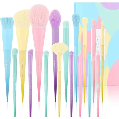 Docolor Set de 15 Pinceaux de Maquillage Professionnels – Série Obsidian Noir, Collection Polyvalente: Poudre, Fond de Teint, Contour, Correcteur, Fard à Paupières, Pli de la Paupière, Estompeur, Eyeliner, Sourcils