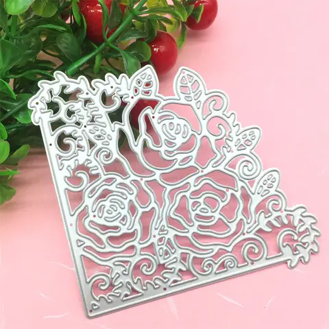 Flower Corners Frame Metal Die Cuts, Scrapbooking DIY Template, Art Deco Style