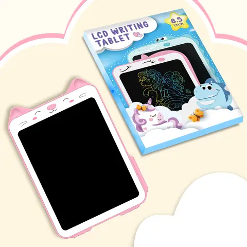 CHEERFUN LCD-Malbrett Pink-Katze – Spielzeug für Mädchen Geschenke, Kleinkinderspielzeug für 3–8-jährige Mädchen und Jungen, Lern- und Zeichentafel, Doodle-Board, Zeichenblock, Geburtstagsgeschenkideen, Weihnachtsbescherung für Kinder