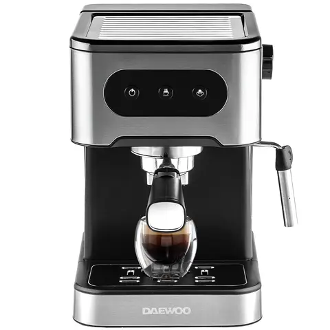 Daewoo Espresso Coffee Machine with Steam Wand, 20 Bar, Silver & Black - SDA2698GE