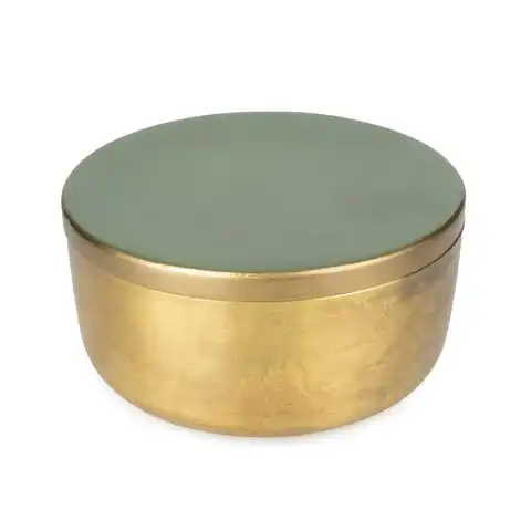 Candlelight Decorative Box Metal & Enamel Gold/Green